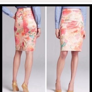 Kate Spade Marit Gold Watercolor Pencil Skirt 8